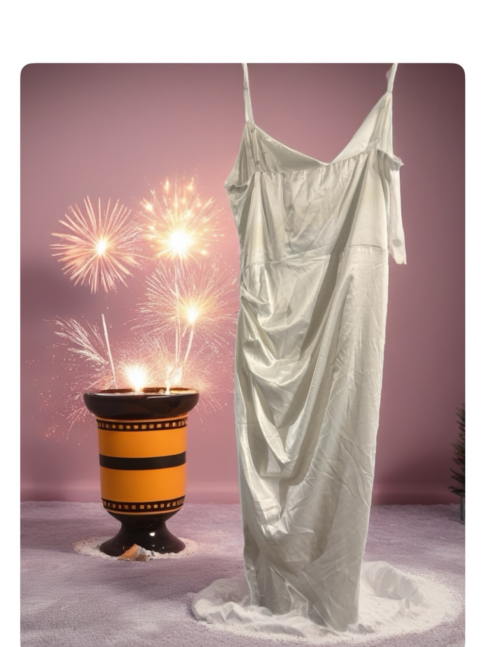 Elegant White Satin Cowl-Neck Prom Dress - Picture 2 of 2